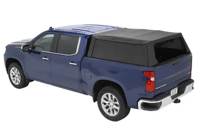 Bestop Supertop Truck Bed Cap 2 For Chevy/GMC 2019-2024 Silverado/Sierra 1500 5.8 Foot Black Diamond PVC Coated Sailcloth No Drill Bestop