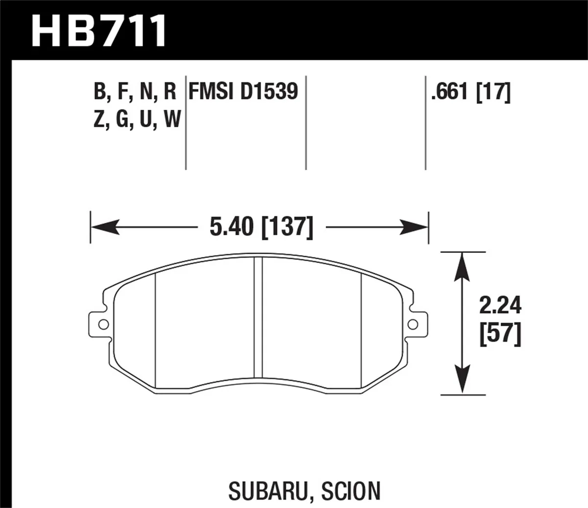 HP Plus Disc Brake Pad; 0.661 Thickness; product image