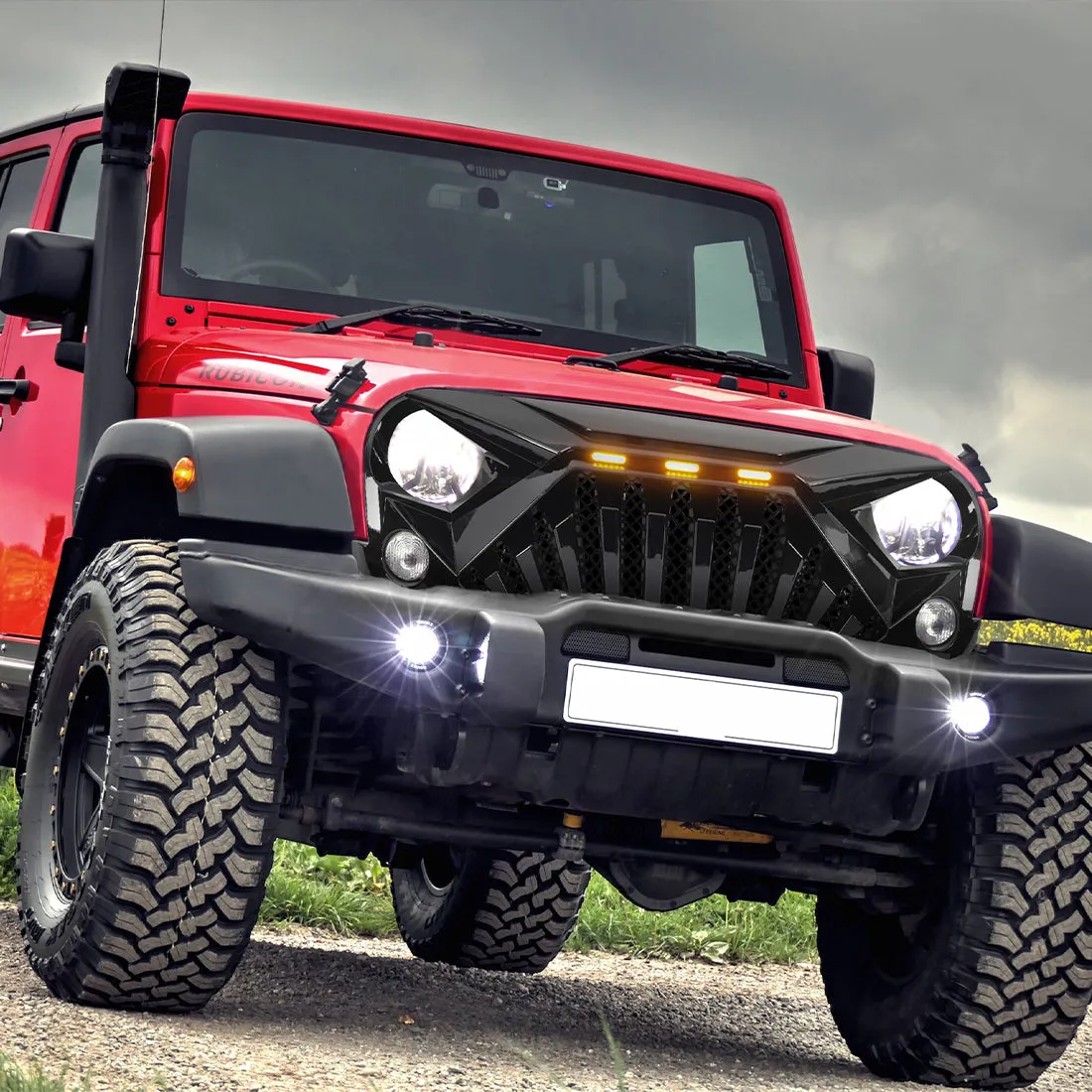 American Modified Amjpaa00129 Goliath Grille With LED Amber Lights - Glossy Black product image