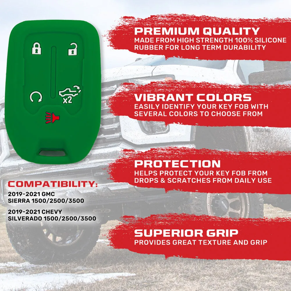 GMC & Chevy 19-21 Sierra & Silverado 1-Piece 100% Silicone Rubber Key Fob Cover - Multiple Colors product image