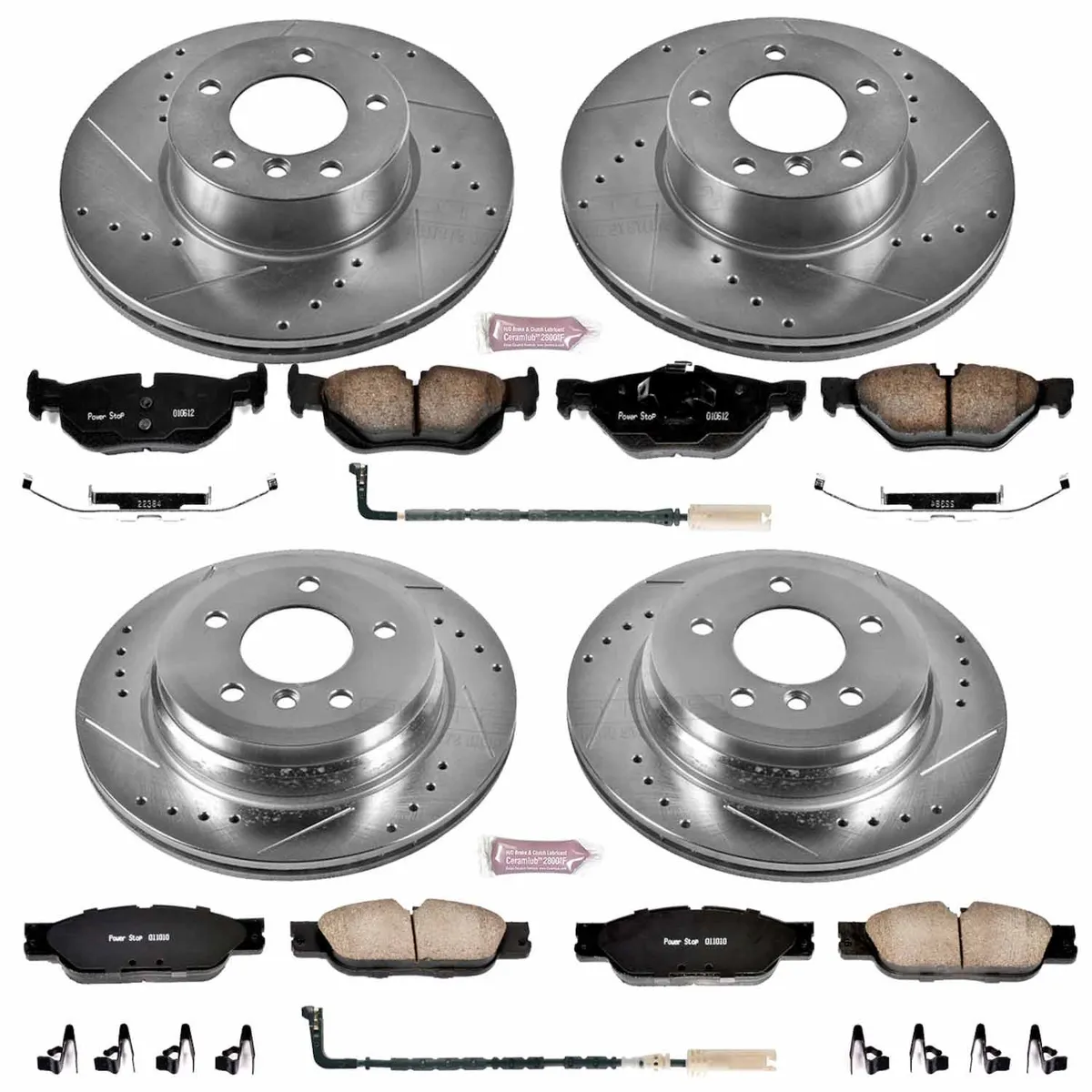 Z23 Evolution Sport Upgrade Kit: Drilled/Slotted Rotors; Carbon-Fiber Ceramic Pads W/Hardware; Pad Sensors product image