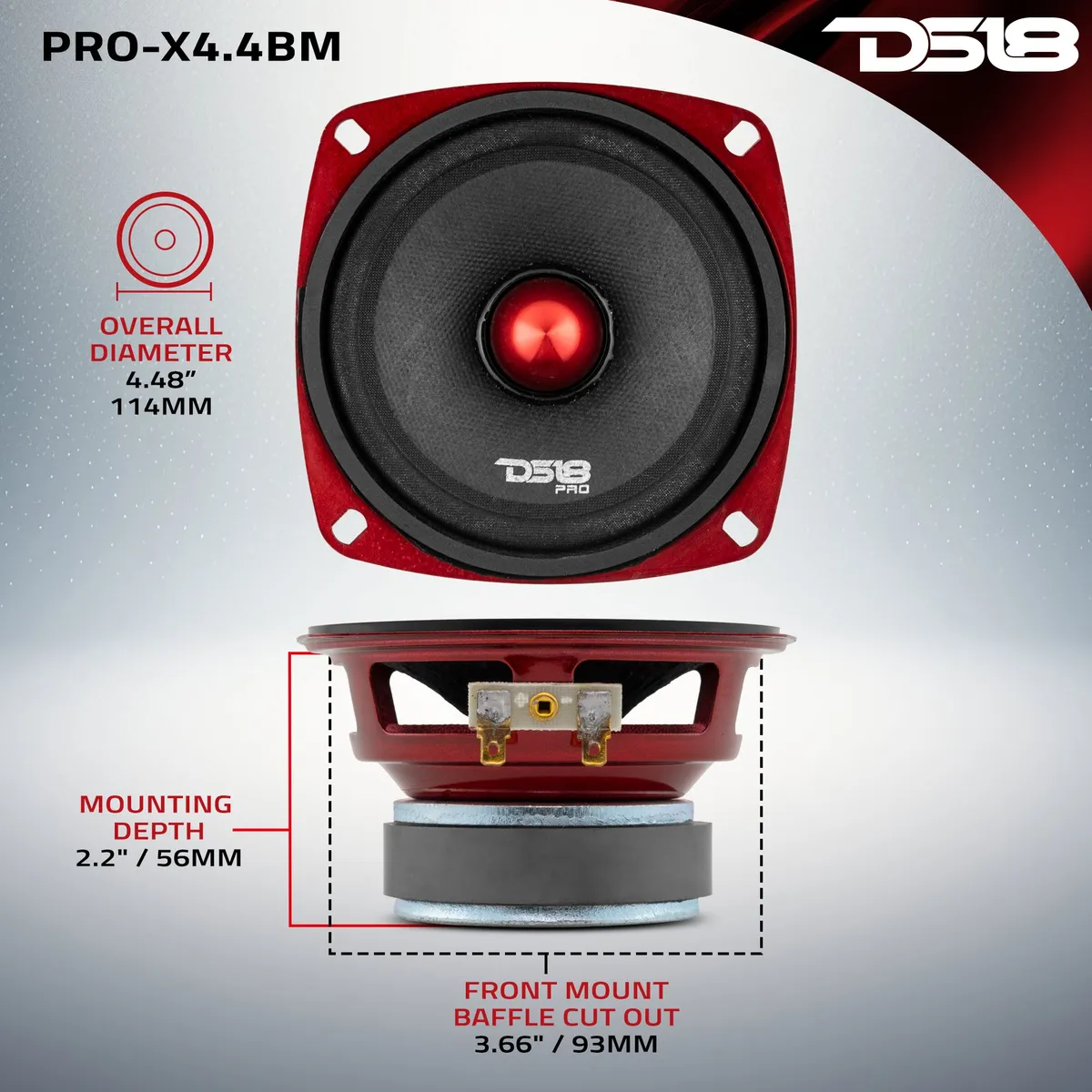 PRO-X 4" Mid-Range Loudspeaker with Bullet | 100W RMS 4-Ohm product image