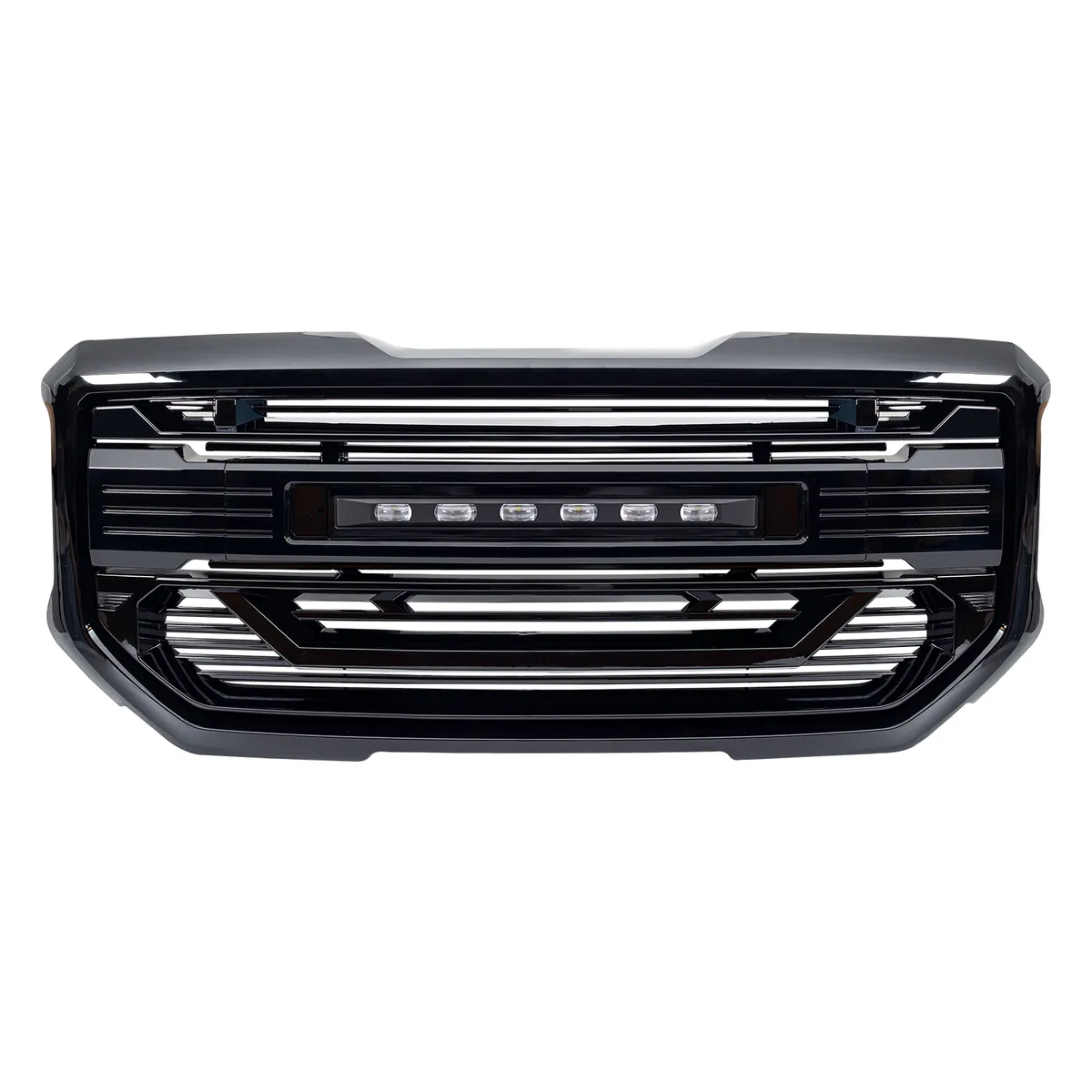 Armor Grille W/ Off-Road Lights & Outer Frame Surround - Glossy Black For 2016-2018 GMC Sierra 1500 product image