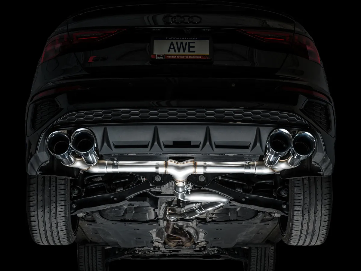 AWE Track Edition Exhaust for Audi 8Y S3 - Chrome Silver Tips product image