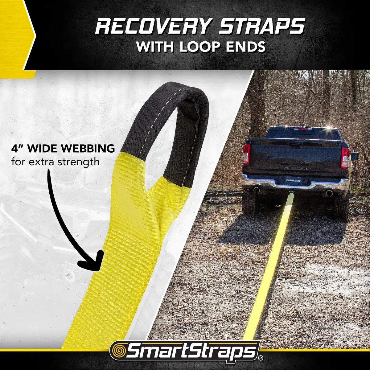 2in x 30ft 15000lb Recovery Strap W/Loop Ends product image