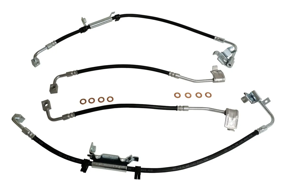 Blacksilvercopper Brake Hose Kit Includes Left And Right Front And Rear Brake Hoses And 8 Brake Hose Washers product image