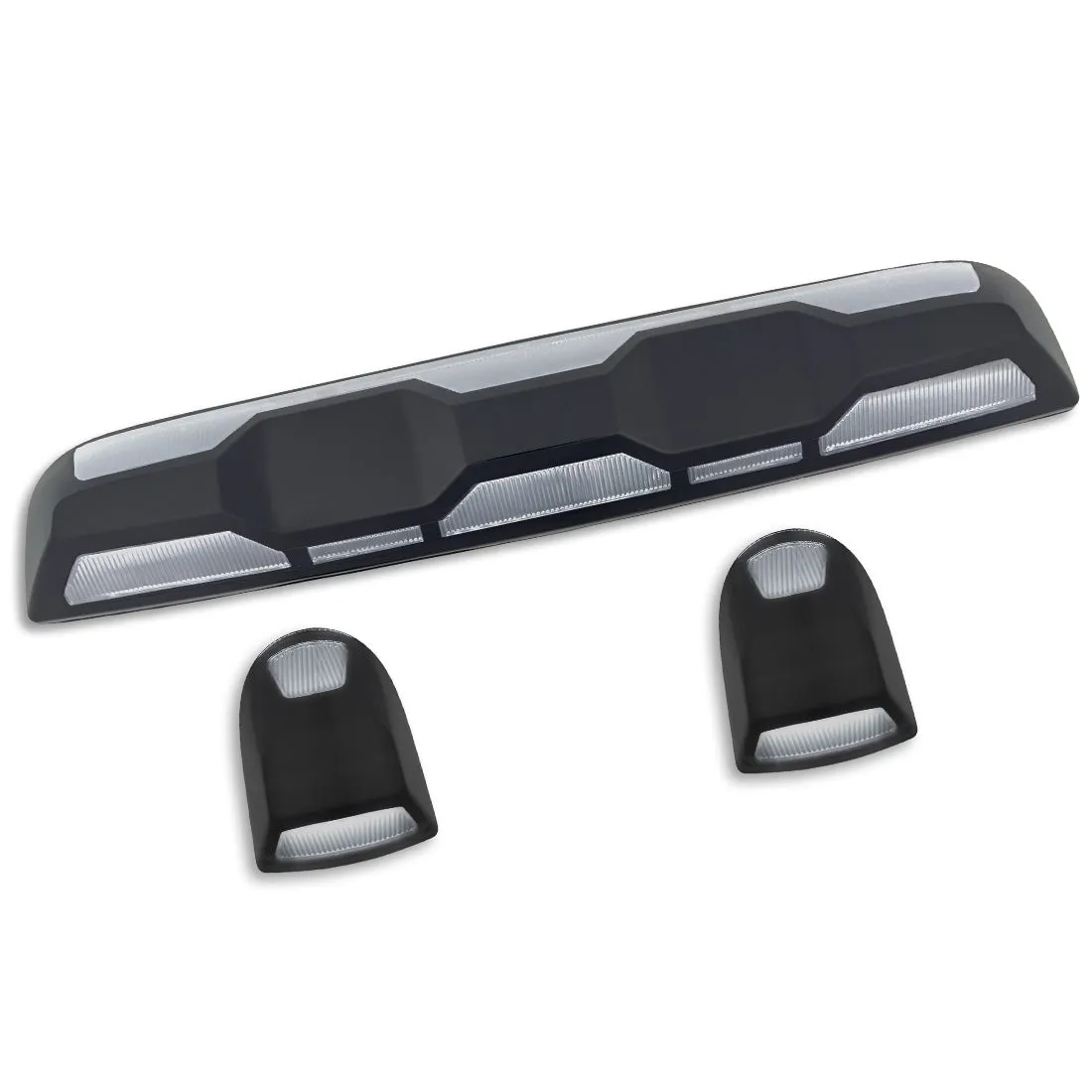 Gmc Chevy 20-23 4th Gen Body Style Heavy-Duty 3-Piece Set Amber Cab Roof Light Lens With 2-Way Forward Rear Facing Amber Ultra High-Power Leds - Includes Complete Wiring Kit For Installation on Truck That Did Not Come With OEM Installed Cab Roof product image