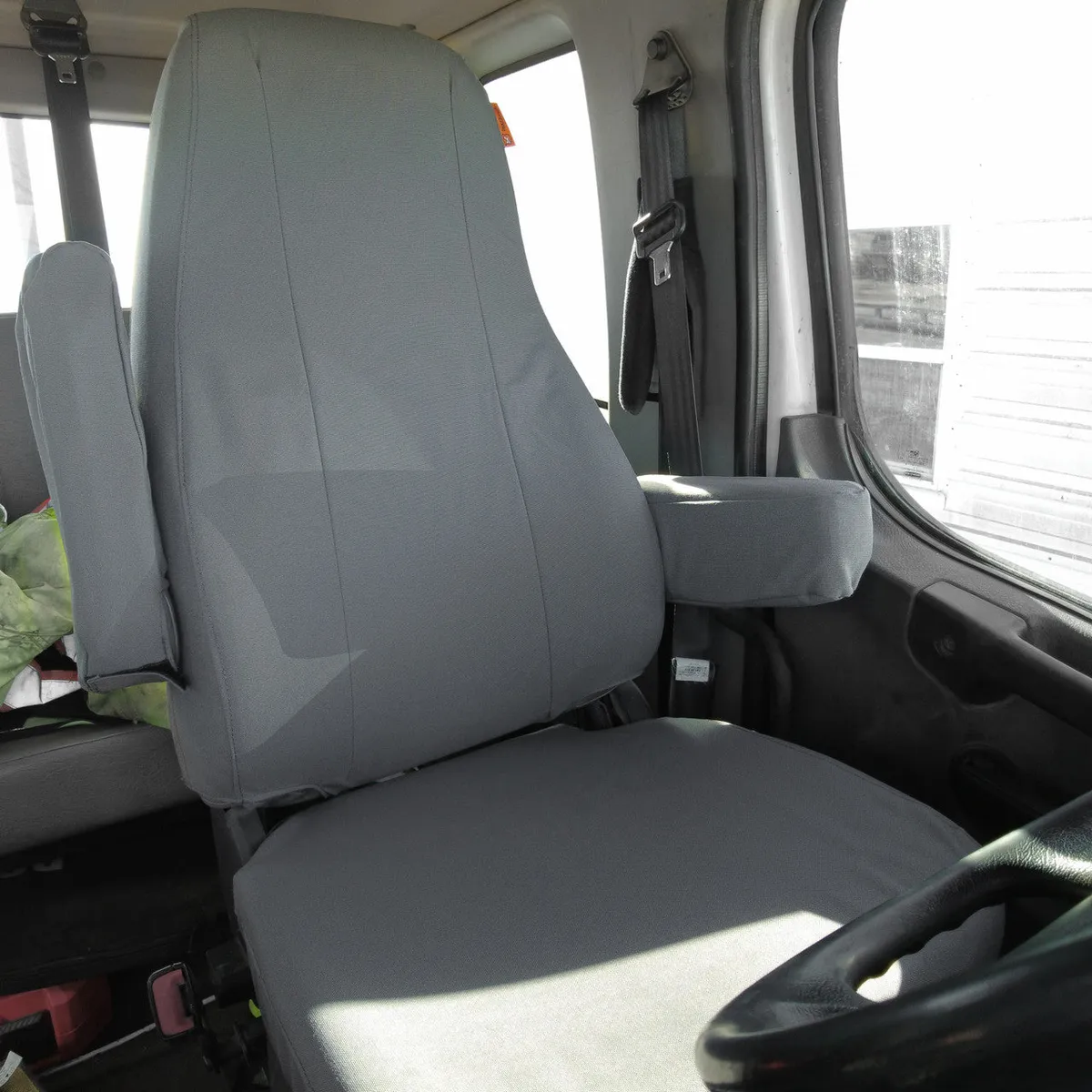 National Captain High Back Air Ride Bucket Dual Armrest Cover Ironweave Gray product image