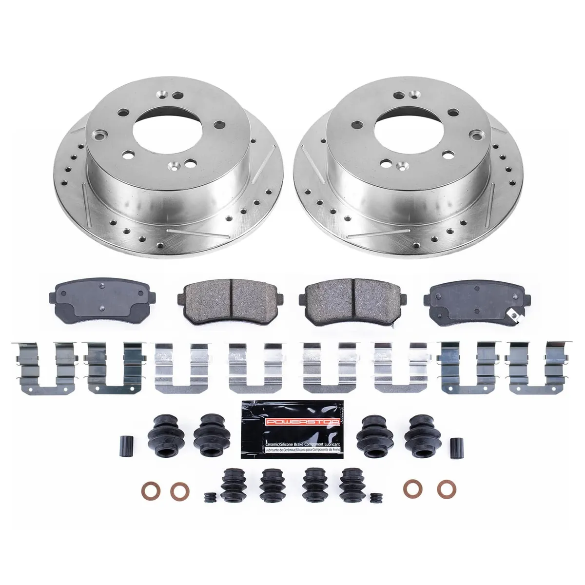 Z23 Evolution Sport Upgrade Kit: Drilled/Slotted Rotors; Carbon-Fiber Ceramic Pads; Powder Coated Calipers product image