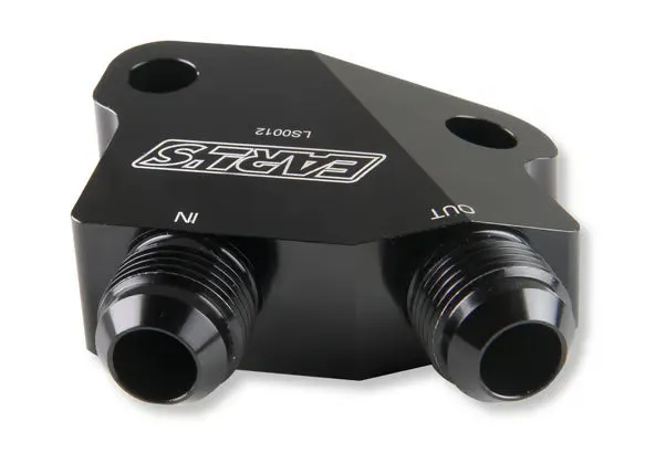 Earls LS Side Mount Oil Cooler Adapter, 10 AN Male, (2) 1/8" NPT Ports product image