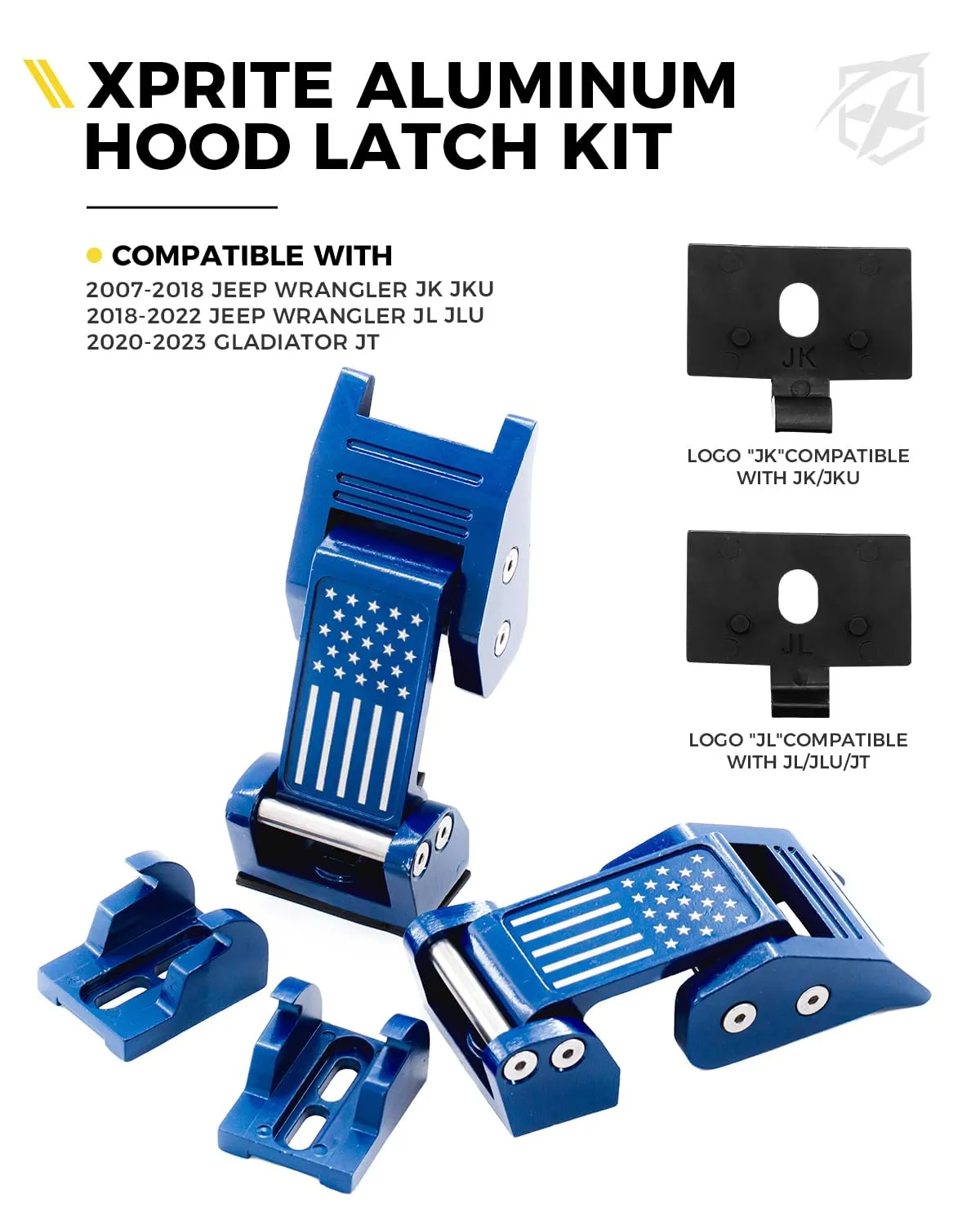 Jeep Wrangler Aluminum Hood Latch with U.S. Flag product image