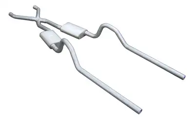 Pypes Performance exhaust Crossmember Back w/X-Pipe Exhaust System Split Rear Dual Exit 2.5 in Intermediate And Tail Pipe 18 in Street Pro Mufflers/Hardware Incl Tip Not Incl Pypes Exhaust