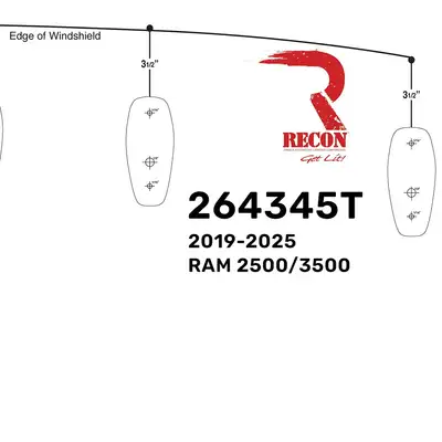 Recon Accessories 19c Dodge RAM Install Template For Cab Light Part 264345 Series