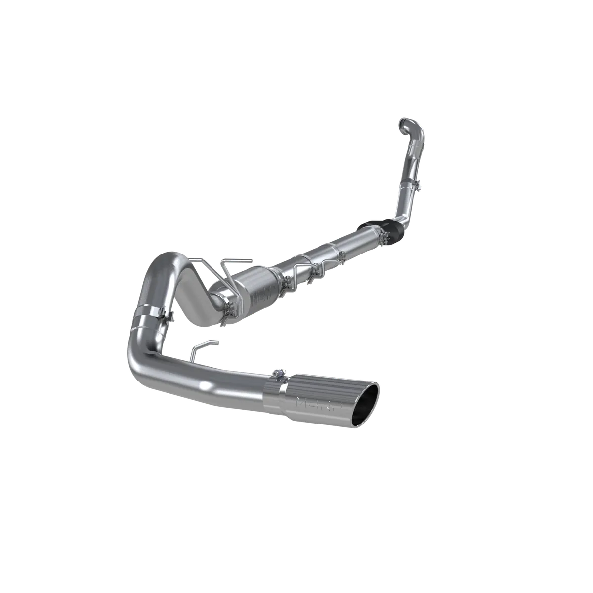 Armor Plus Turbo Back Exhaust System; 4 in.; Incl. 3 in. Turbo Downpipe/Mid Pipe/Ext. Pipe/Muffler/Tailpipe/Hardware/5 in. OD Tip; Single Side Exit; Off Road; T409 Stainless Steel; product image