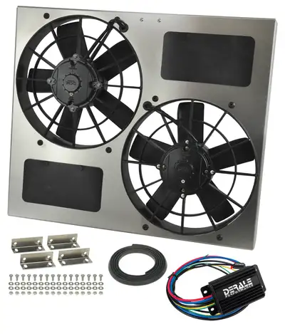 Derale Derale 66830 Powerpack - High Output Dual 11 RAD Fan/Alum Shroud Kit w/ PWM Controller