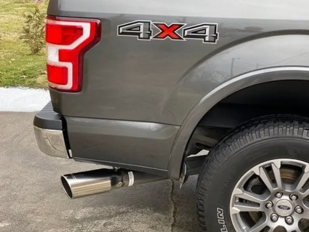 Cat Back Exhaust System 11-20 Ford F150 Single Side Exit 4 in Intermediate And Tail Pipe Violator Muffler/Hardware/5 in Polished Tip Incl Natural Finish 409 Stainless Steel Pypes Exhaust product image