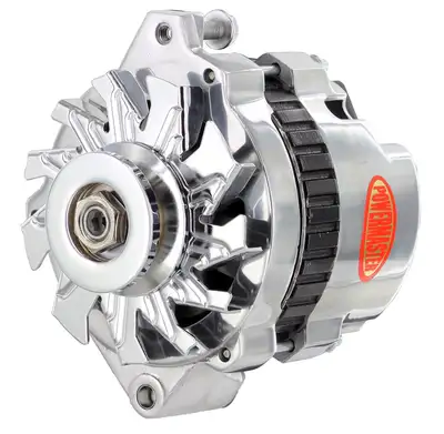 Power Master Alternator; CS130; Straight Mount; 6.14 in. Side Battery Post; 140 Amp; 95 Idle; 1 Groove V Type Pulley; Polished;