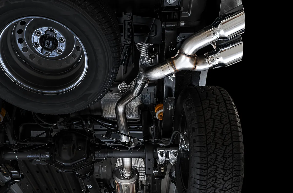 AWE 0FG Exhaust with BashGuard for Ford Ranger - Dual Diamond Black Tips product image