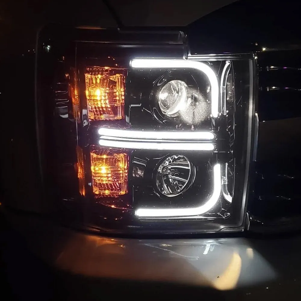 Chevrolet Silverado 25003500 Heavy Duty 14-19 3rd Gen Projector Headlights w Ultra High Power Smooth Oled Halos And product image