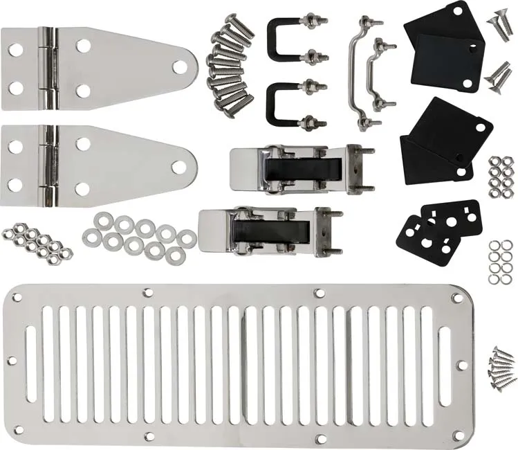 Jeep CJ/YJ Hood Kit With TJ Style Hood Catch 78-95 CJ and Wrangler YJ Polished Silver Kentrol product image