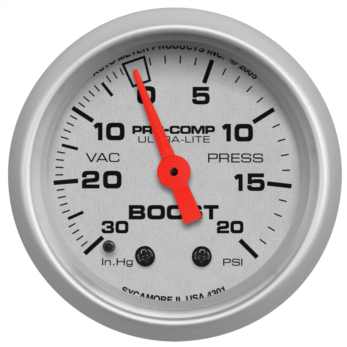 Gauge, Vac/Boost, 2 1/16", 30inHg-20psi, Mechanical, Ultra-Lite product image