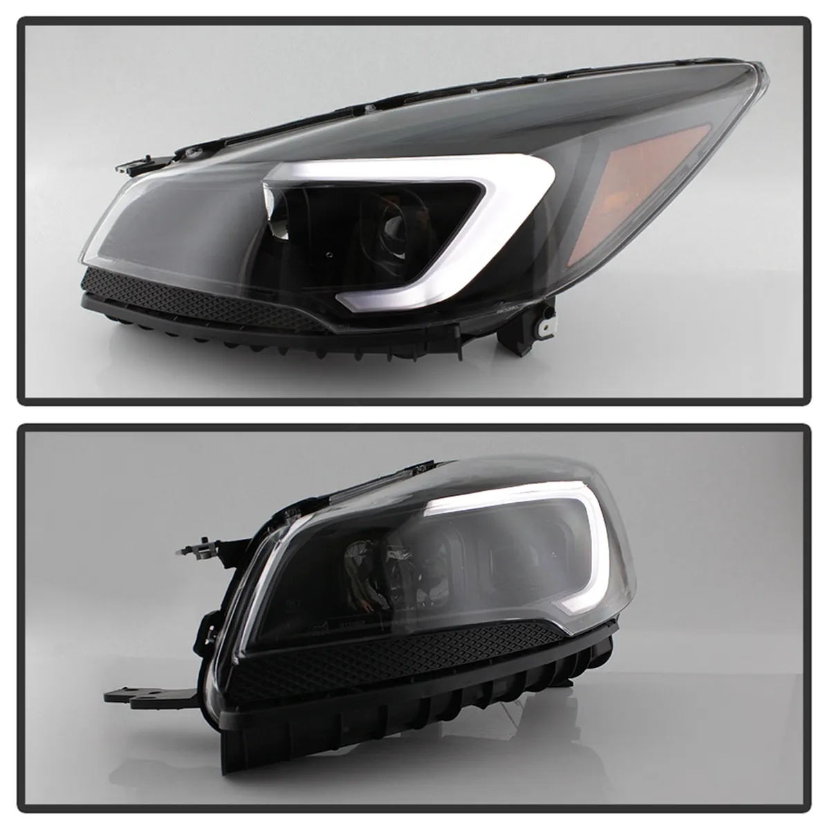 LED Light Bar Projector Headlights; Black; Halogen Models Only; Will Not Fit Xenon/HID Model; product image