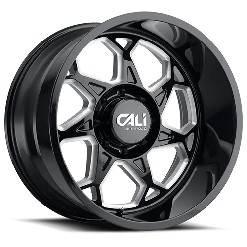 Cast Aluminum Wheels Sevenfold 9111 GB 20x12 Milled Spokes Gloss Black 6 On 139.7 Bolt Pattern -51 Offset Cali Offroad Wheels product image