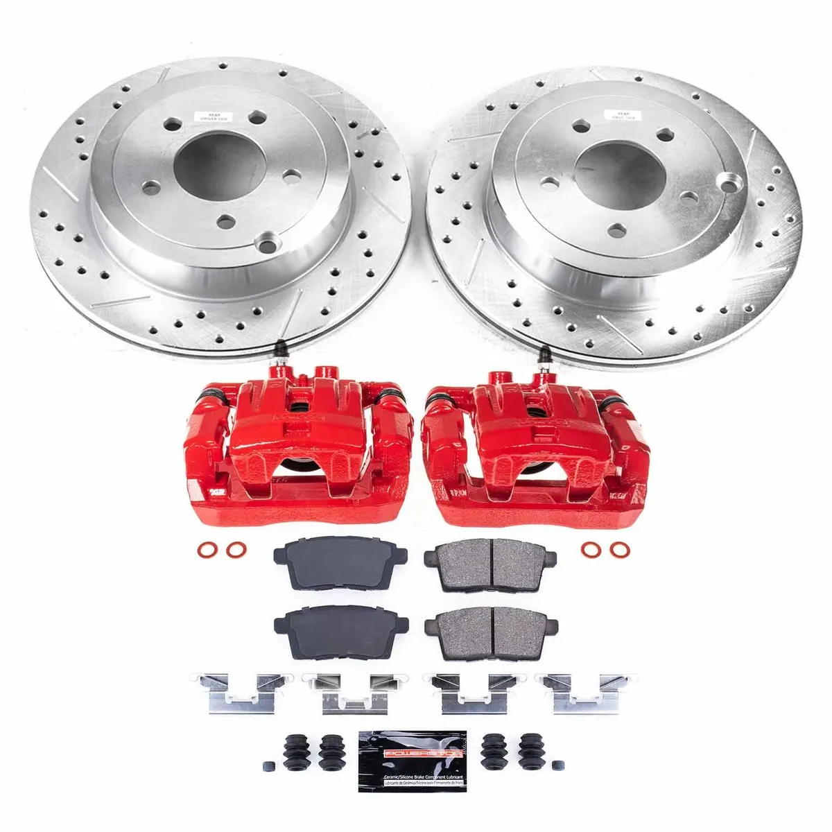 Z23 Evolution Sport Upgrade Kit: Drilled/Slotted Rotors; Carbon-Fiber Ceramic Pads; Powder Coated Calipers product image