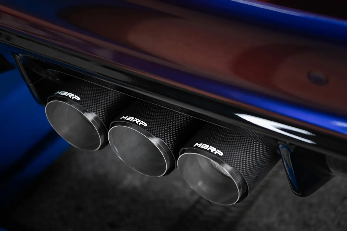 23-Up Honda Civic Type R 2.0L 3 Inch Cat-Back Exhaust System Armor Pro T304 Stainless Steel Triple Center Outlet with Carbon Fiber Tips Active Exhaust MBRP product image