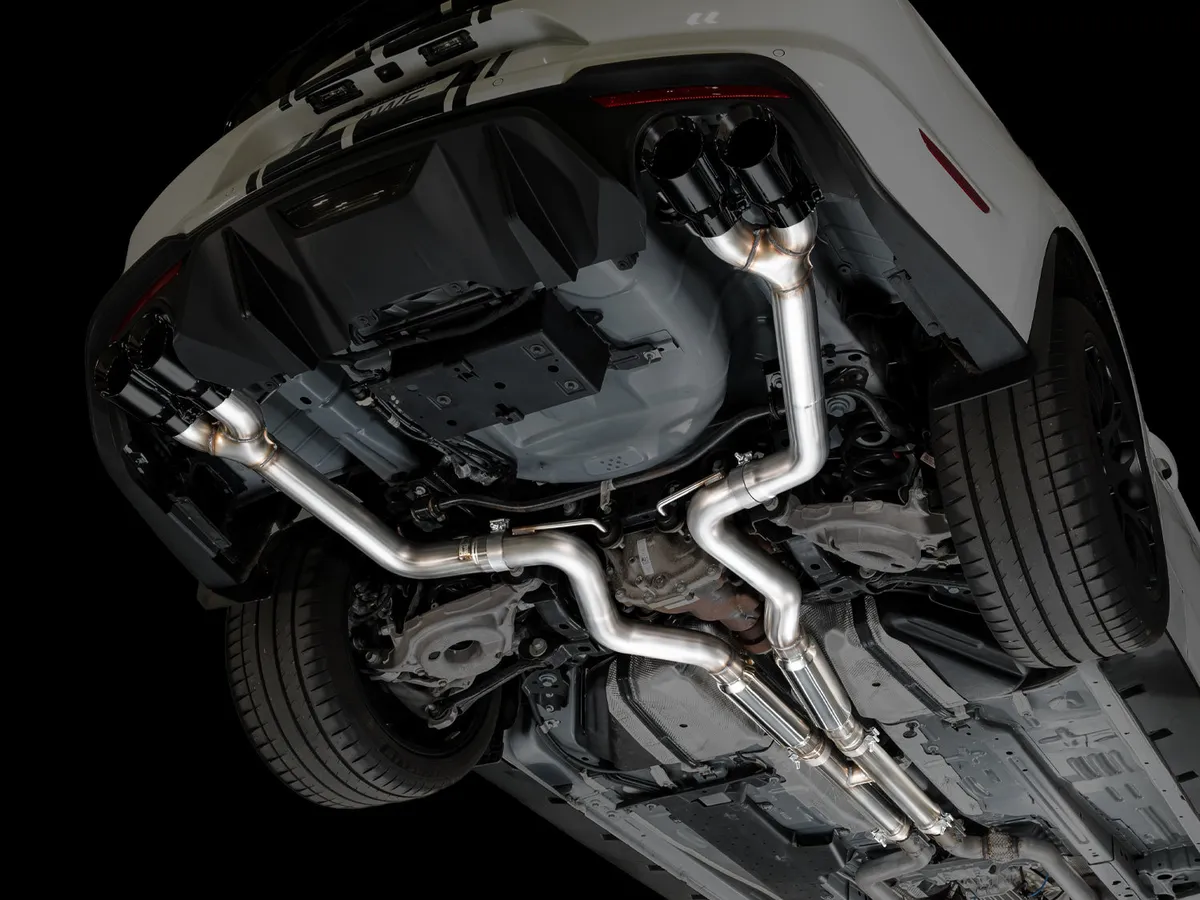 AWE Touring Edition Cat-back Exhaust for the '18-'23 S550 Mustang GT - Quad Chrome Silver Tips product image