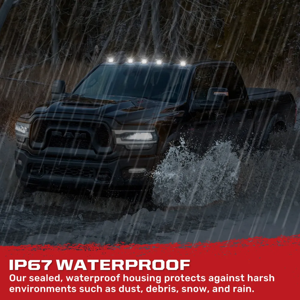 Dodge 03-19 Heavy-Duty 2500 and 3500 5-Piece Set Clear Cab Roof Light Kit with White and Amber Strobe LEDs and White o product image