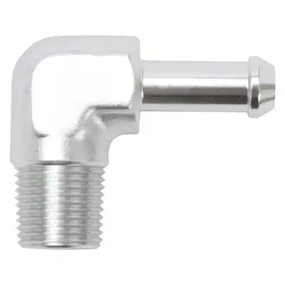 Edelbrock Edelbrock 8168 Heater Hose End Fitting - 90Ã‚° with 3/8 NPT and 3/8 Barb