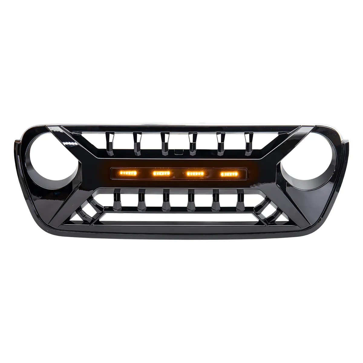Armor Grille W/ Amber Lights - Glossy Black For 18+ Jeep Wrangler JL & Gladiator JT product image