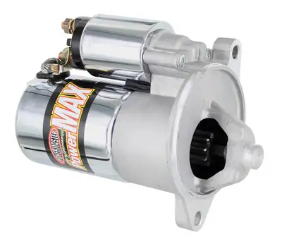 Power Master PowerMax Starter; Chrome; 164 Tooth Flywheel; 160 ft./lb. Torque; 4.25:1 Gear Reduction; 3/4in. Offset; Rated 1.4 kw;