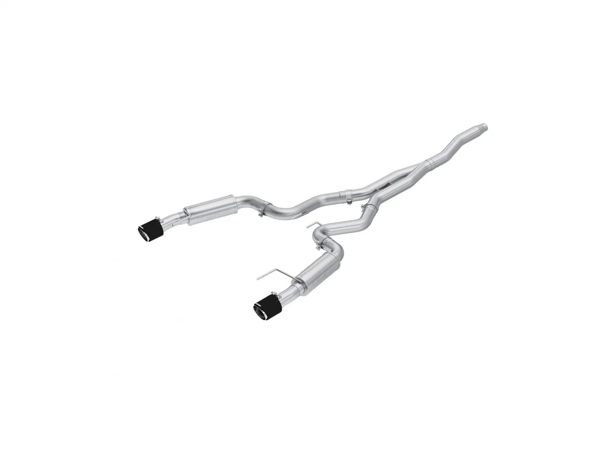 2015-Up Ford Mustang 2.3L EcoBoost and 2019-Up Ford Mustang 2.3L EcoBoost T304 Stainless Steel 3 Inch Cat-Back Dual Split Rear with Carbon Fiber Tips Race Version MBRP product image