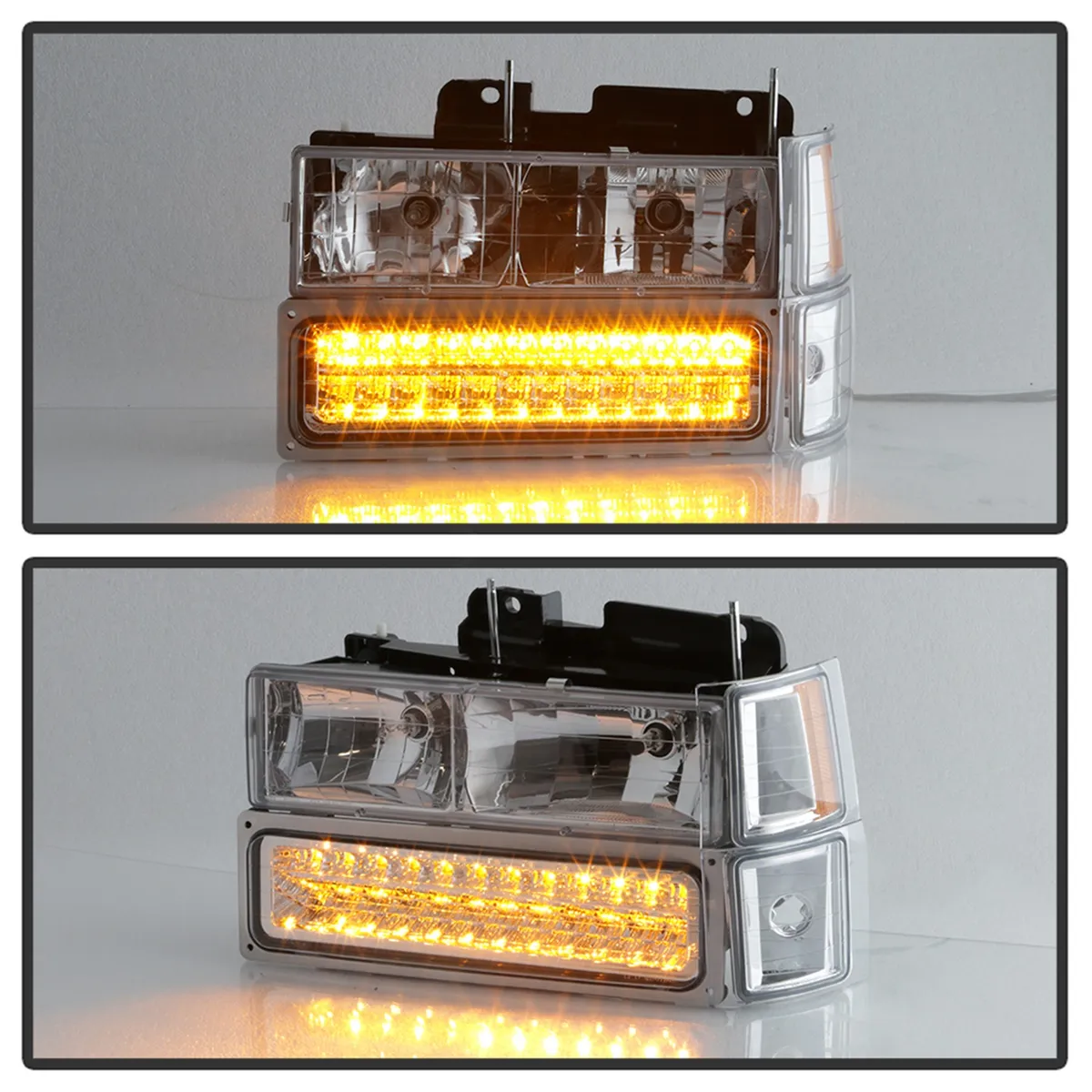XTune Bumper Headlights/Corner Lights; LED; Not For Use w/Sealed Beam Headlights; Chrome; product image