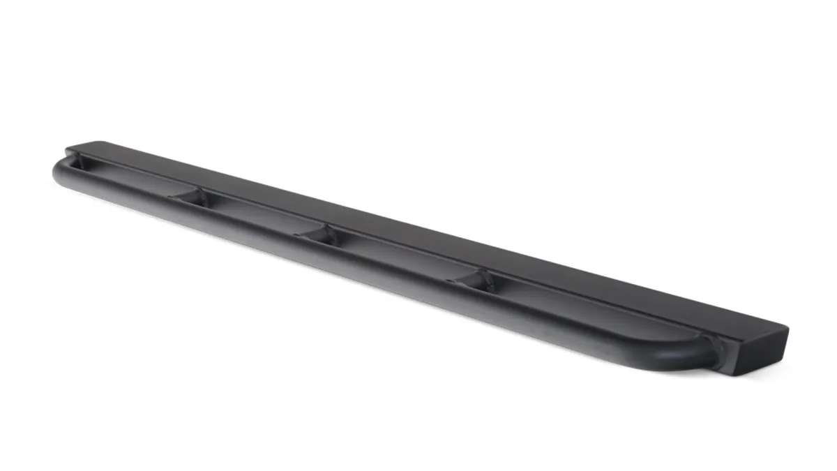 Rockcrawler Side Guards; 2 in. X 3 in. Rectangle Tube w/Tapered/Enclosed/Welded Ends And Additional 1.5 in. X 0.140 in. Wall Kick Out Tube; Textured Black Powder Coat; product image