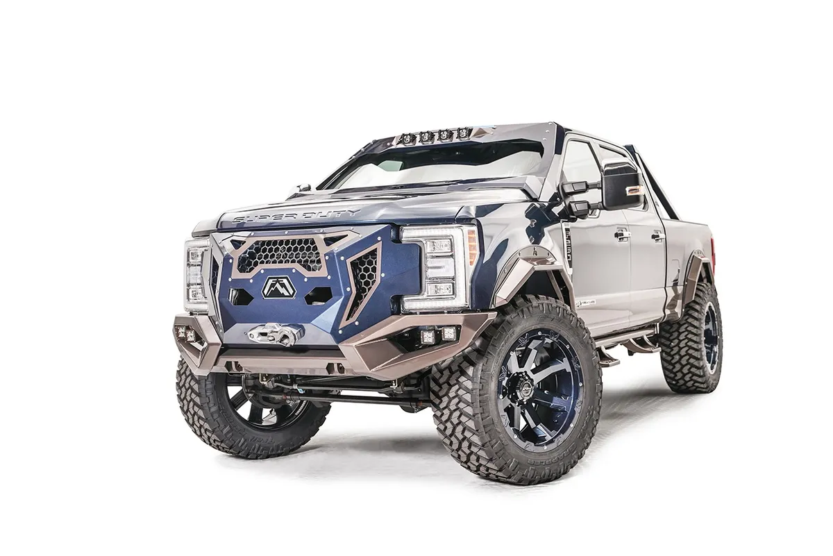 Grumper Grill/Front Bumper; 2 Stage Black Powder Coated; Combines Both Grille And Bumper; product image