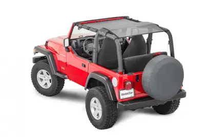MasterTop Jeep TJ/YJ Mesh Bimini Top ShadeMaker Plus For 92-06 Wrangler TJ/YJ Black MasterTop