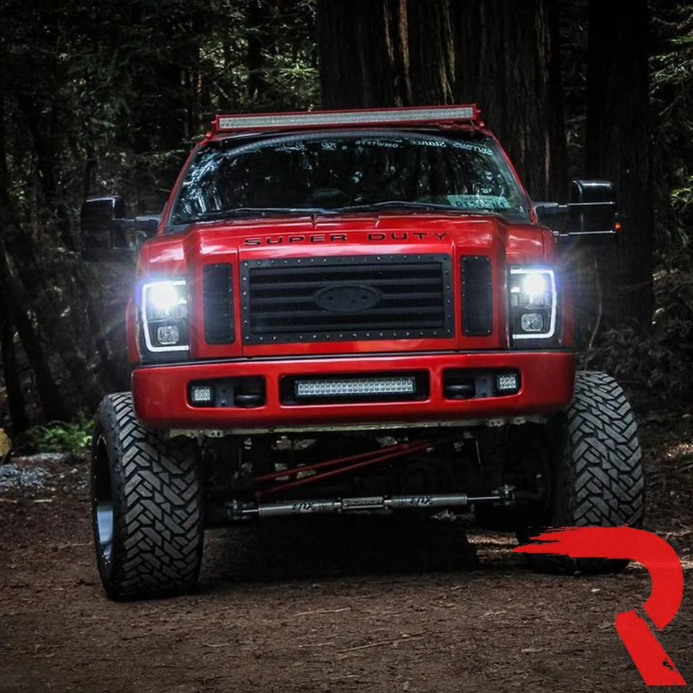Ford Superduty 08-10 F250f350f450f550 Projector Headlights w Ultra High Power Smooth Oled Halos And DRL - Smoked b product image