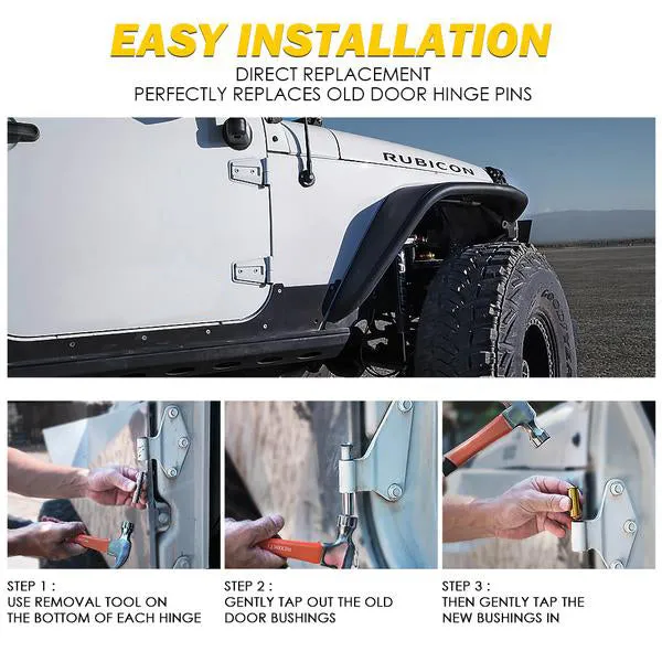 8PC Replacement Door Hinge Bushing Set with Removal Tool for 2007+ Jeep Wrangler 4 Door JK JL product image