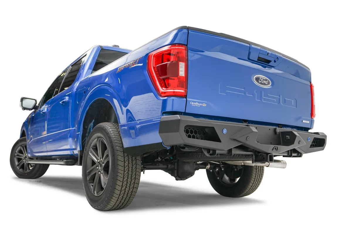 Vengeance Rear Bumper; 2 Stage Black Powder Coat; w/Predrilled Sensor Holes; Compatible w/[2] 3X3 LED Cubes on Either Side or [2] SR 6 in. Light Bars; product image