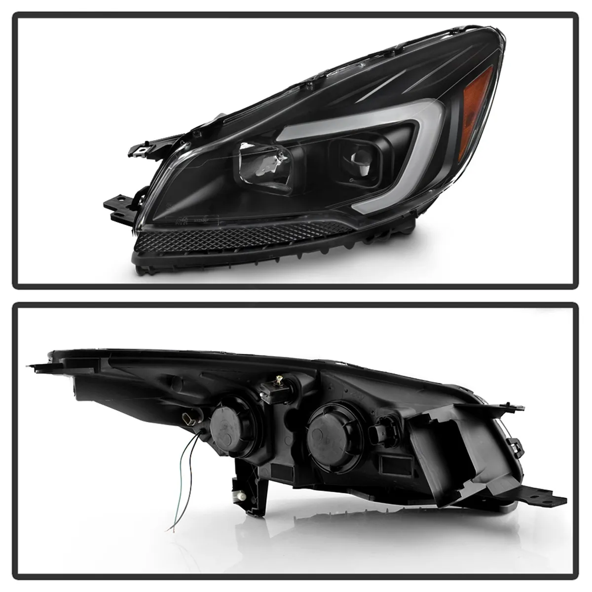 LED Light Bar Projector Headlights; Black; Halogen Models Only; Will Not Fit Xenon/HID Model; product image