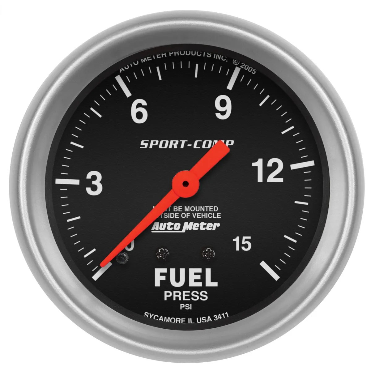 Gauge, Fuel Pressure, 2 5/8", 15psi, Mechanical, Sport-Comp product image