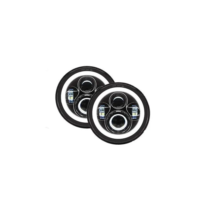 Quake LED - Qte959 - Jeep Jk/Cj/Tj 7 Inch Headlights W/White DRL Halo And Amber Turn Signals product image