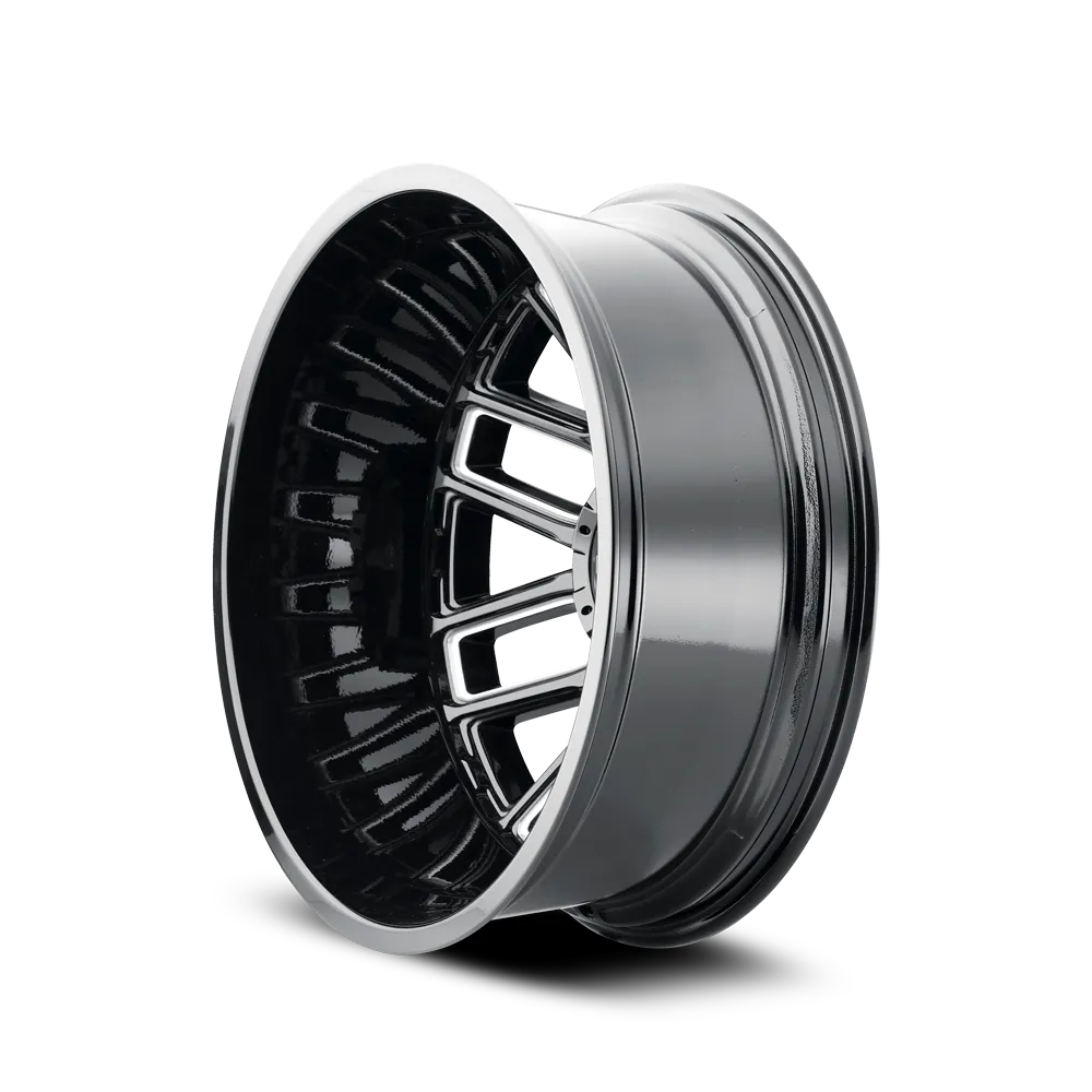 Mayhem Dually Wheels Cogent Dually 8107D 20x8.25 Outer Dually Milled Spokes Gloss Black -192 Off Set 8 Lug -2.93 BSM 154.2 Bore Cast Aluminum product image