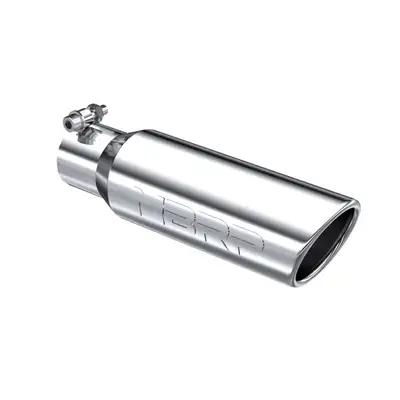 MBRP Exhaust Armor Pro Exhaust Tip; 2.5 in. Inlet Diameter; 3.5 in. Outlet Diameter; 12 in. Length; Angled Rolled Edge; T304 Stainless Steel; Mirror Polished;