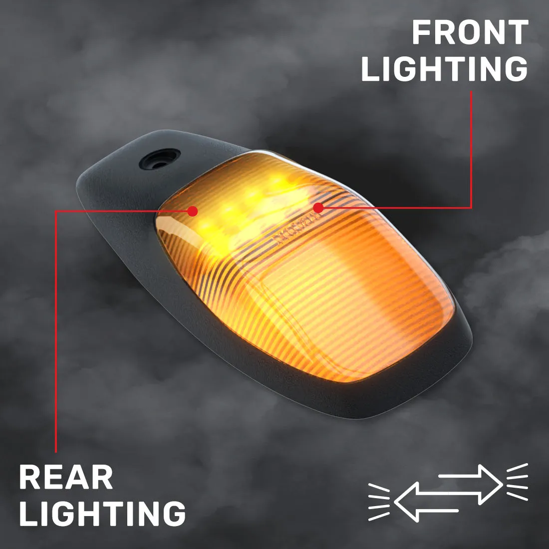 Dodge 19-23 RAM Heavy-Duty 2500 3500 5-Piece Set Smoked Cab Roof Light Lens With 2-Way Forward Rear Facing Amber Ultra High-Power Leds - Attn Plug-N-Play Replacement For OEM Factory Installed Cab Roof Lights product image