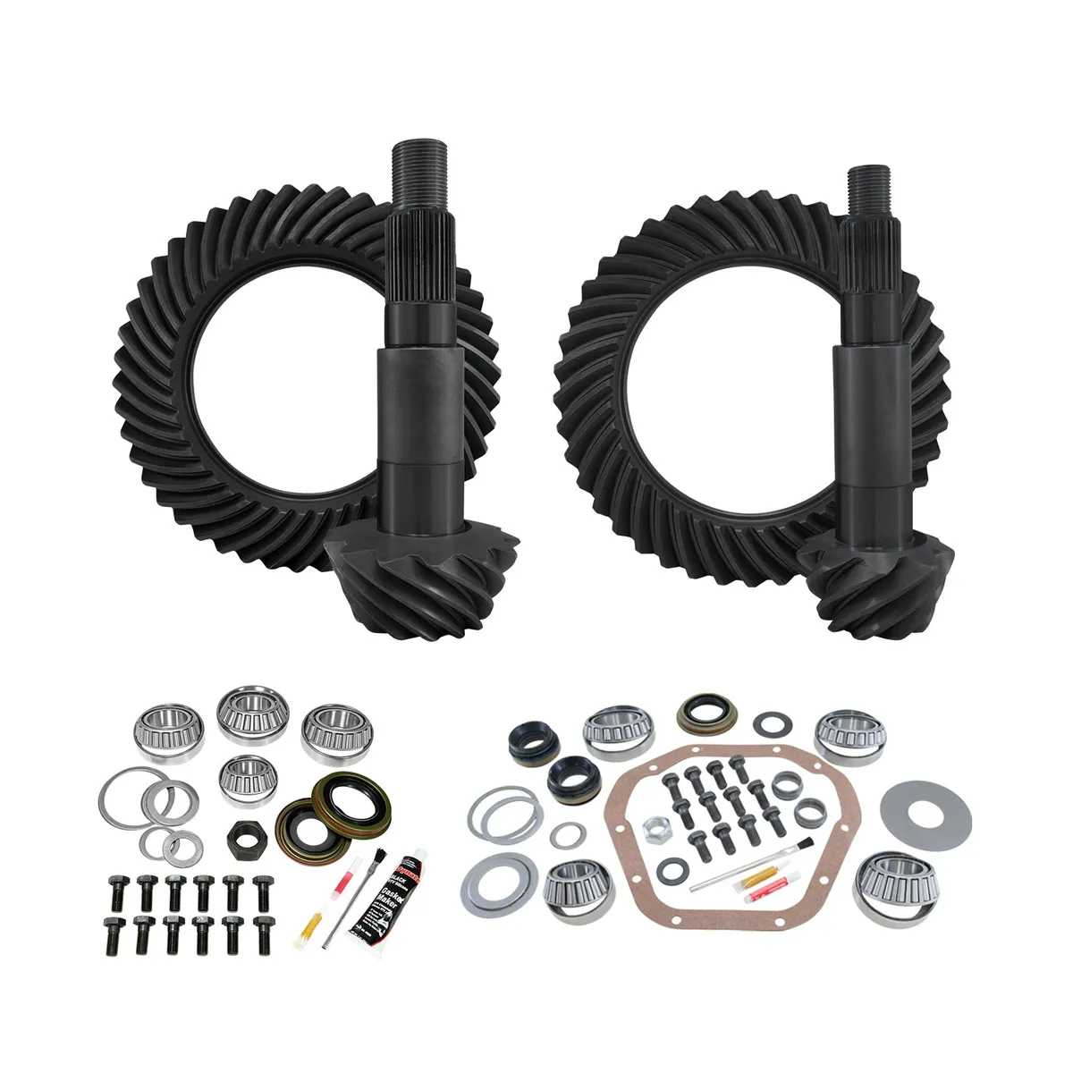 Re-Gear & Install Kit D60 Reverse/Thick Front D80 Rear Ford F350 4.56 00-16 F350 Drw 4.56 Gear/Kit Package D80 Rear (4.10&Up Case)/ D60 Rev Thick (4.10&Down Case) Yukon Gear product image