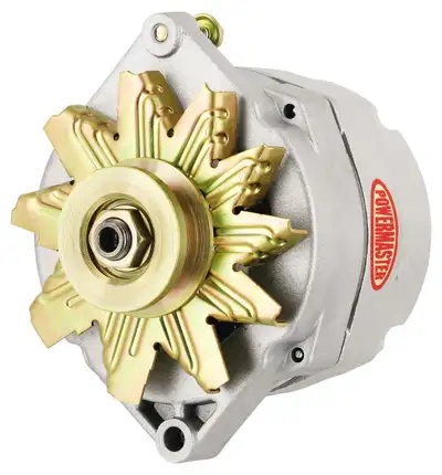 Power Master Alternator; Jeep Upgrade; 1 in. Spool Motorola Replacement; 150 Amp; 100 Idle; 1 Groove V Type Pulley; 1 Wire; Natural;